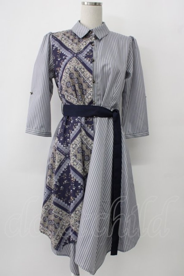 画像5: axes femme / 柄切替イレヘムシャツワンピース  ブルー系 T-26-01-13-009-AX-OP-IG-ZT (5)