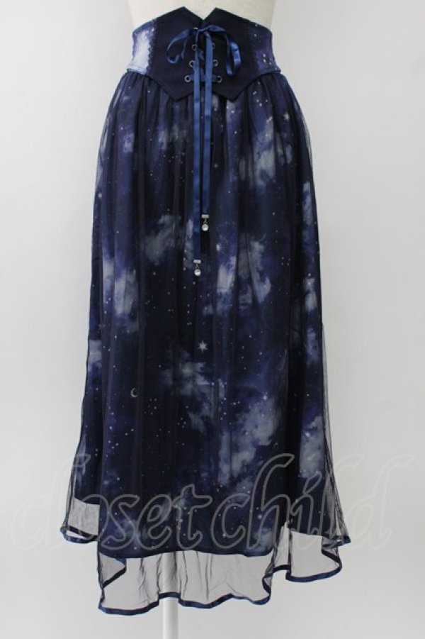 画像1: axes femme / テレスコーププリントスカート  ネイビー T-26-01-13-012-AX-SK-SA-ZT (1)