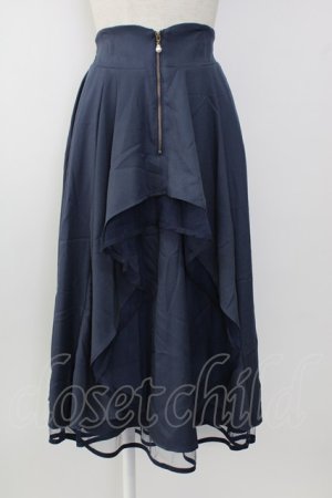 画像: axes femme / フロントジップイレヘムスカート  ネイビー T-26-01-13-013-AX-TO-SA-ZT