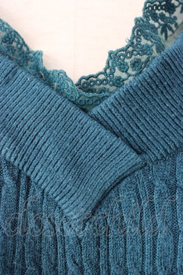 画像3: axes femme / Ｖネックニットプルオーバー  グリーン T-26-01-16-003-AX-TO-IG-ZT (3)