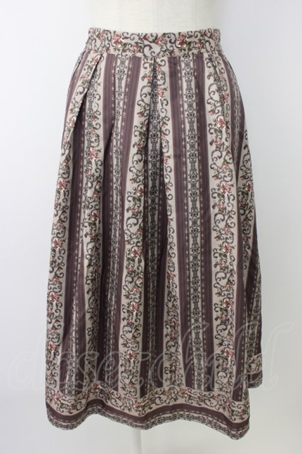 画像1: axes femme / オーナメント縦柄スカート M ブラウン T-26-01-16-029-AX-BL-IG-ZT (1)