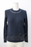 画像1: axes femme / ビジューリブニットトップス  ネイビー T-26-01-16-004-AX-TO-IG-ZT (1)
