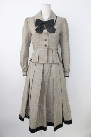 画像: Button BearQueenie / グレンチェックジャケット&スカートセットアップ S ブラウン T-26-01-16-031-EL-OP-SA-ZT