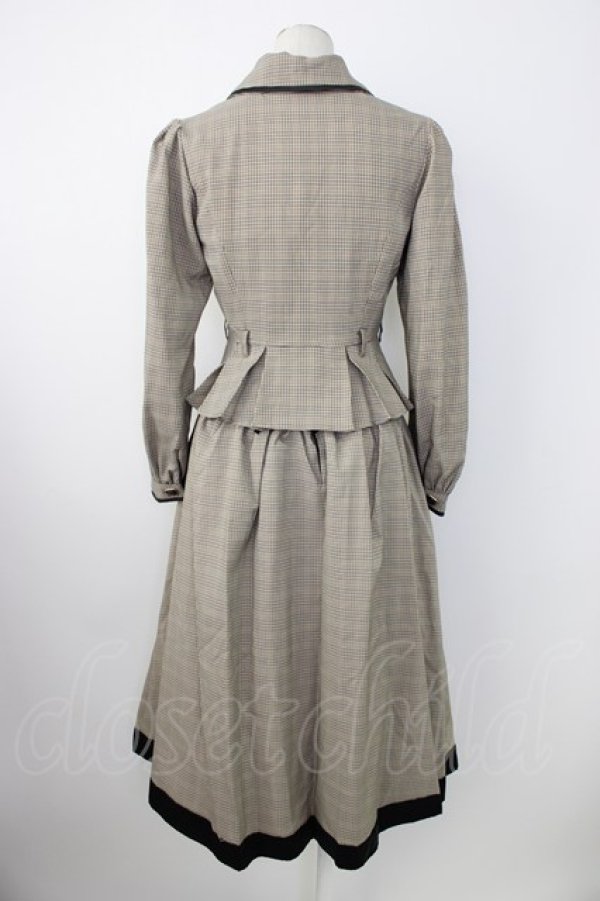 画像2: Button BearQueenie / グレンチェックジャケット&スカートセットアップ S ブラウン T-26-01-16-031-EL-OP-SA-ZT (2)