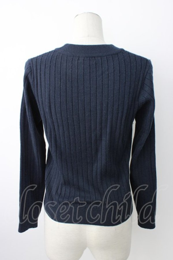 画像2: axes femme / ビジューリブニットトップス  ネイビー T-26-01-16-004-AX-TO-IG-ZT (2)