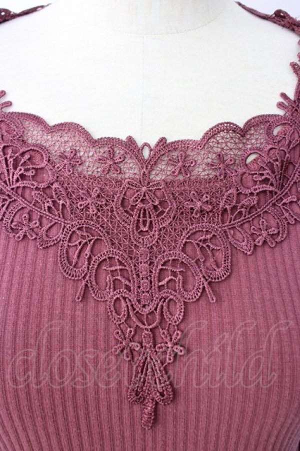 画像3: axes femme / モチーフレースリブプルオーバー  濃ピンク T-26-01-16-005-AX-TO-IG-ZT (3)