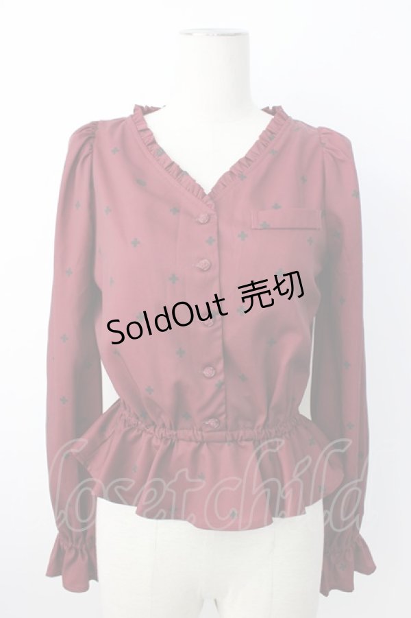 画像1: EATME / クロスptVネックブラウス  ボルドー T-26-01-16-008-LO-OP-SA-ZTK548 (1)