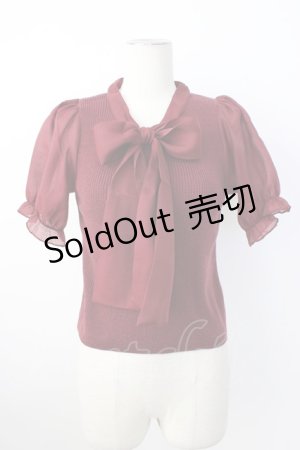 画像: evelyn / 袖シフォンボウタイニット  ボルドー T-26-01-16-009-LO-TO-SA-ZTK548