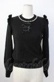 画像1: Ank Rouge / ハイネックパール&リボンニットトップス  黒Ｘ白 T-26-01-16-012-CA-TO-SA-ZT (1)