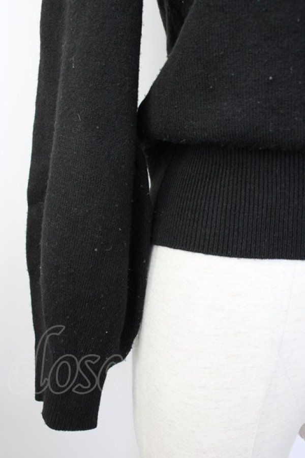 画像3: Ank Rouge / ハイネックパール&リボンニットトップス  黒Ｘ白 T-26-01-16-012-CA-TO-SA-ZT (3)