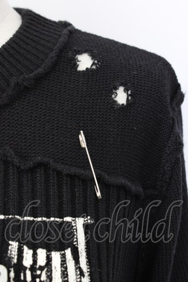 画像3: MAD / 安ピン&クラッシュニットトップス S 黒Ｘ白Ｘ赤 T-26-01-16-013-PU-TO-SA-ZT (3)