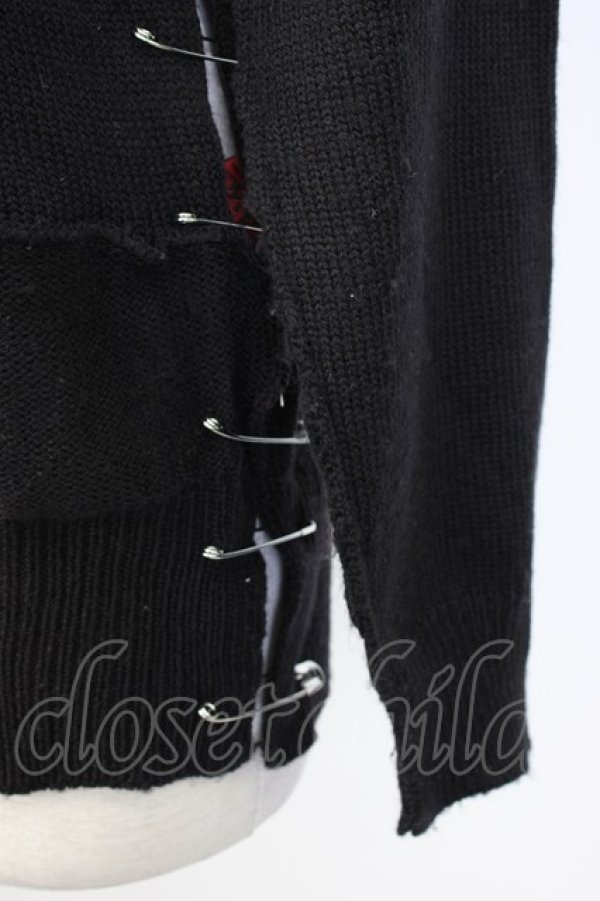 画像4: MAD / 安ピン&クラッシュニットトップス S 黒Ｘ白Ｘ赤 T-26-01-16-013-PU-TO-SA-ZT (4)