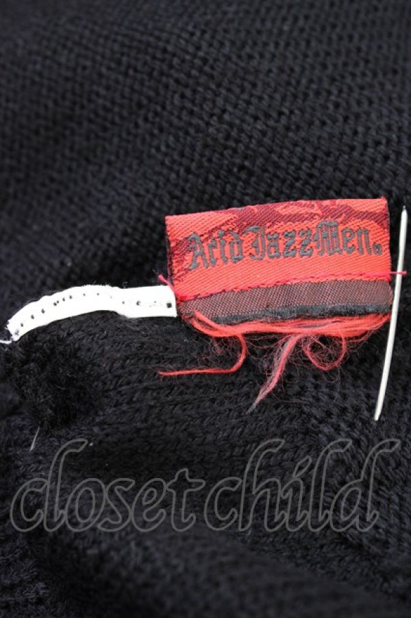 画像5: MAD / 安ピン&クラッシュニットトップス S 黒Ｘ白Ｘ赤 T-26-01-16-013-PU-TO-SA-ZT (5)