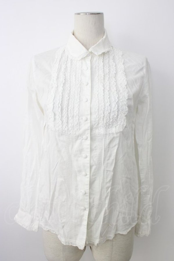 画像1: PINK HOUSE / プチカラーピコフリルブラウス  ホワイト T-26-01-16-015-LO-BL-IG-ZT (1)