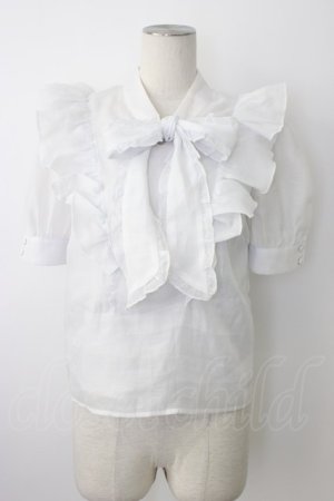 画像: evelyn / Vフリルボウタイブラウス  ホワイト T-26-01-16-016-LO-BL-SA-ZT