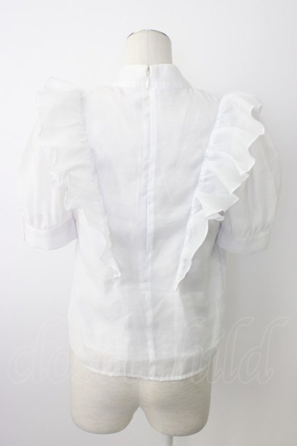 画像2: evelyn / Vフリルボウタイブラウス  ホワイト T-26-01-16-016-LO-BL-SA-ZT (2)