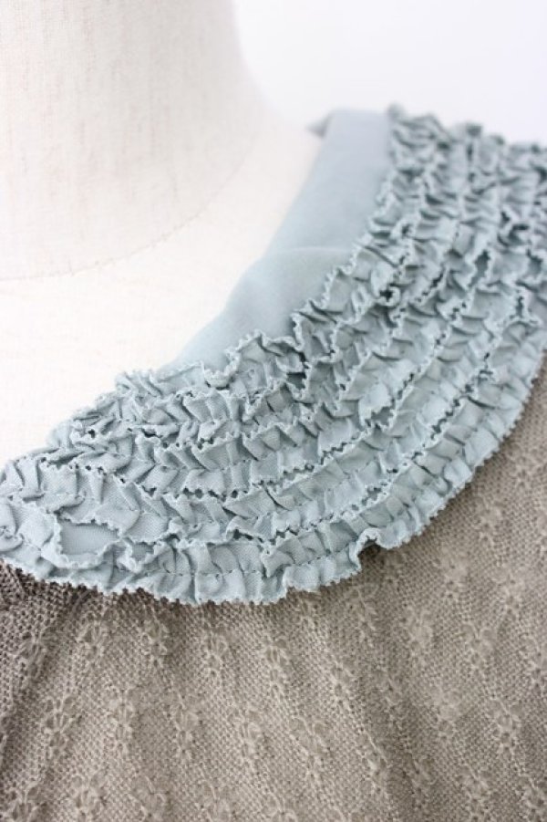 画像3: KANEKO ISAO / ピコフリル使い襟つきカーディガン  チャコールグレー T-26-01-16-002-EL-TO-OW-ZT (3)