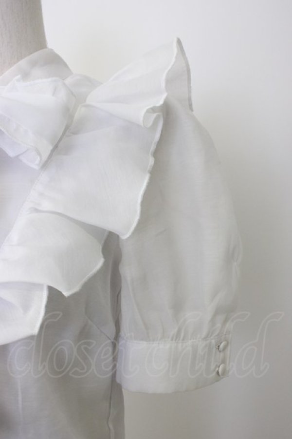画像3: evelyn / Vフリルボウタイブラウス  ホワイト T-26-01-16-016-LO-BL-SA-ZT (3)