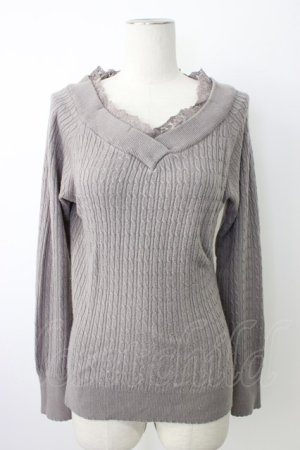 画像: axes femme / Ｖネックニットプルオーバー  グレー T-26-01-16-017-AX-TO-IG-ZT