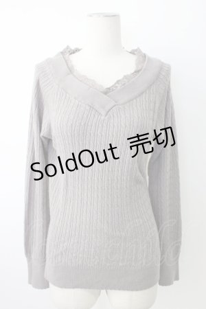 画像: axes femme / Ｖネックニットプルオーバー  グレー T-26-01-16-017-AX-TO-IG-ZTK549