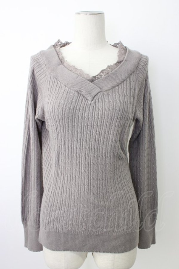 画像1: axes femme / Ｖネックニットプルオーバー  グレー T-26-01-16-017-AX-TO-IG-ZT (1)