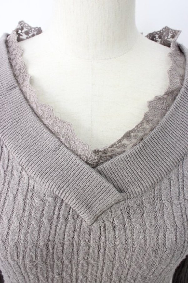 画像4: axes femme / Ｖネックニットプルオーバー  グレー T-26-01-16-017-AX-TO-IG-ZT (4)