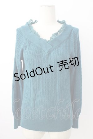 画像: axes femme / Ｖネックニットプルオーバー  グリーン T-26-01-16-003-AX-TO-IG-ZTK548