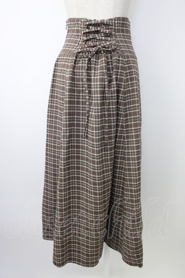 画像2: axes femme / コルセット風チェック柄スカート  パープル T-26-01-16-023-AX-SK-SA-ZTK549 (2)