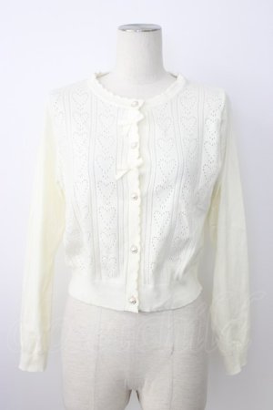 画像: m petit by misako / AM*ハート透かしニットカーディガン L アイボリー T-26-01-18-001-LO-TO-SA-ZT