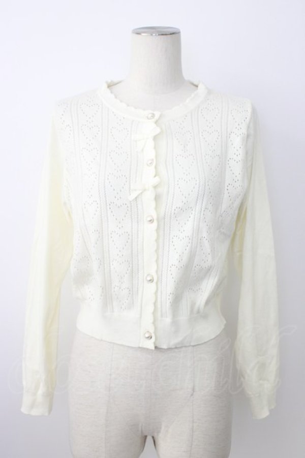 画像1: m petit by misako / AM*ハート透かしニットカーディガン L アイボリー T-26-01-18-001-LO-TO-SA-ZT (1)