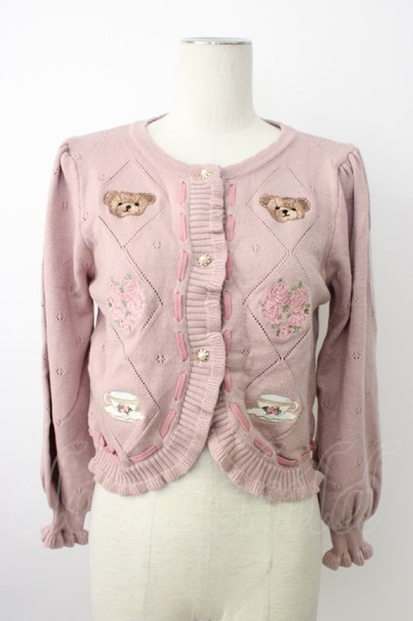 画像1: axes femme kawaii / Rosy Bearニットカーデ  ピンク T-26-01-18-003-AX-TO-SA-ZT (1)
