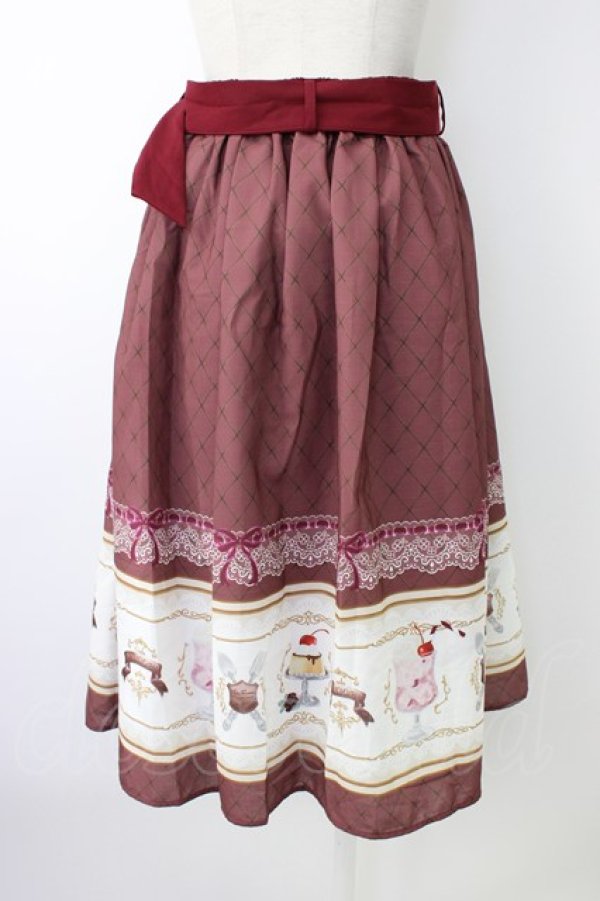 画像2: axes femme POETIQUE / レトロ喫茶ベルト付スカート  ボルドー T-26-01-18-024-AX-SK-SA-ZT (2)