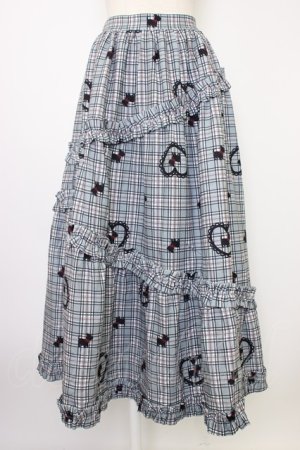 画像: axes femme kawaii / おさんぽテリア柄スカート  黒チェック T-26-01-18-028-AX-SK-SA-ZT570