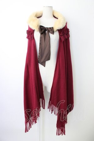 画像: axes femme / ファーティペット付きストール  ボルドー T-26-01-18-030-AX-TO-SA-ZT