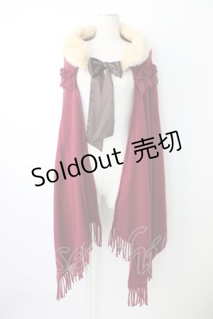 画像: axes femme / ファーティペット付きストール  ボルドー T-26-01-18-030-AX-TO-SA-ZT570