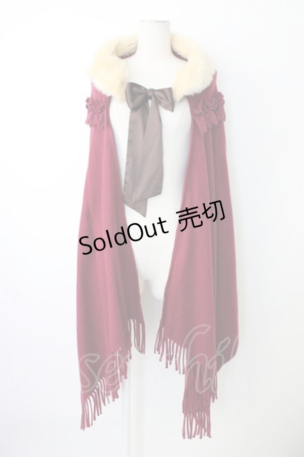 画像1: axes femme / ファーティペット付きストール  ボルドー T-26-01-18-030-AX-TO-SA-ZT570 (1)