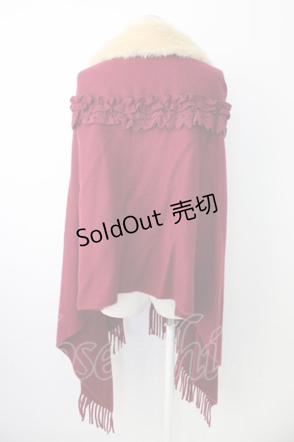 画像2: axes femme / ファーティペット付きストール  ボルドー T-26-01-18-030-AX-TO-SA-ZT570 (2)