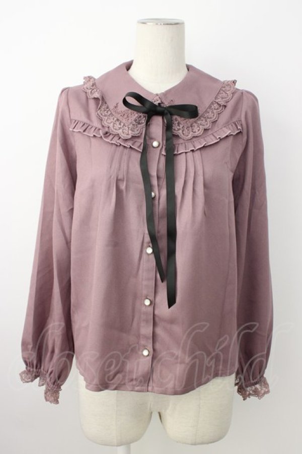 画像1: axes femme POETIQUE / レースデザインフリルブラウス M ピンク T-26-01-18-004-AX-BL-SA-ZT (1)