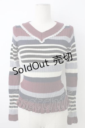 画像: axes femme POETIQUE / ボーダーVネックニット  マルチカラー T-26-01-18-006-AX-TO-SA-ZT560