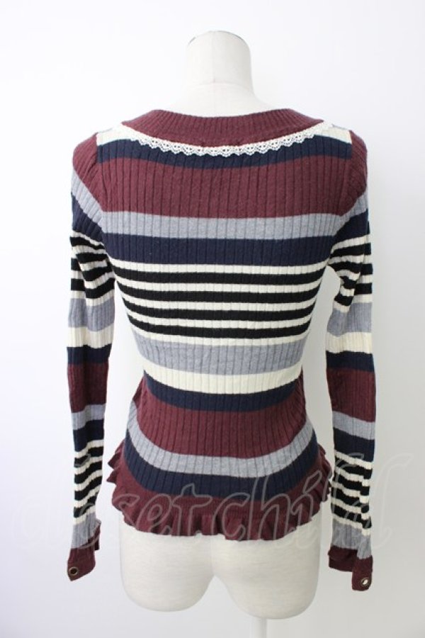 画像2: axes femme POETIQUE / ボーダーVネックニット  マルチカラー T-26-01-18-006-AX-TO-SA-ZT (2)