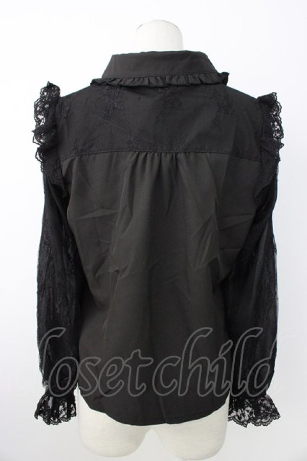 画像2: axes femme POETIQUE / レースデザインガーリーブラウス M クロ T-26-01-18-008-AX-BL-SA-ZT (2)