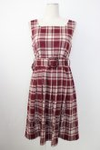 画像1: axes femme POETIQUE / チェック柄ベルト付きチュニ  ボルドーチェックＸ白 T-26-01-18-011-AX-OP-SA-ZT (1)