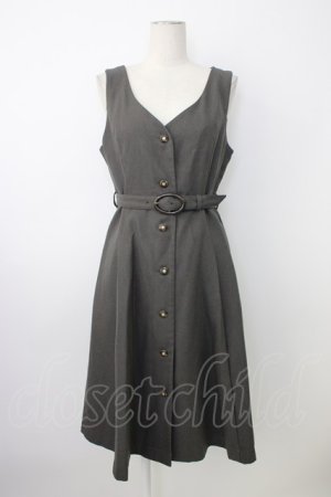 画像: F&A / ゴールドべっ甲釦Vネックジャンパースカート  グレー T-26-01-18-013-LO-OP-SA-ZT