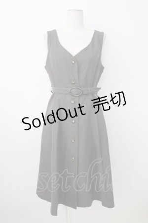 画像: F&A / ゴールドべっ甲釦Vネックジャンパースカート  グレー T-26-01-18-013-LO-OP-SA-ZT