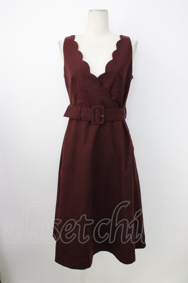 画像1: an another angelus / ベルト付きスカラップジャンスカ  ボルドー T-26-01-18-014-CA-OP-SA-ZT (1)