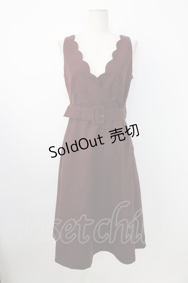 画像1: an another angelus / ベルト付きスカラップジャンスカ  ボルドー T-26-01-18-014-CA-OP-SA-ZT569 (1)