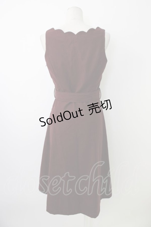 画像2: an another angelus / ベルト付きスカラップジャンスカ  ボルドー T-26-01-18-014-CA-OP-SA-ZT569 (2)