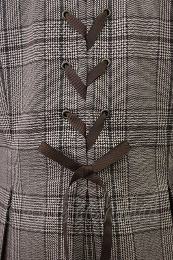 画像3: axes femme NOSTALGIE / 刺繍入りグレンチェックジャケット M ブラウン T-26-01-18-017-AX-JA-SA-ZT (3)