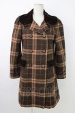 画像1: axes femme / 別珍襟チェックコート M ブラウン T-26-01-18-018-AX-CO-SA-ZT (1)