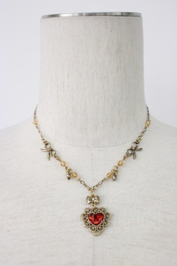 画像1: axes femme / ハートＸリボンネックレス  ゴールド T-26-01-21-032-AX-AC-SA-ZT (1)